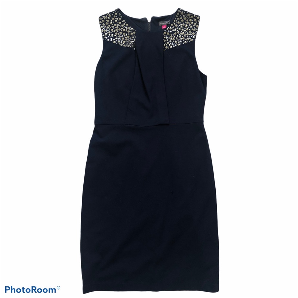 Vince Camuto Navy Studded Sheath Dress
